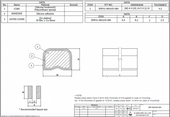 10.5mm Conductive Shielding Gasket อิเล็กทรอนิกส์, AU EMI Shielding Gasket