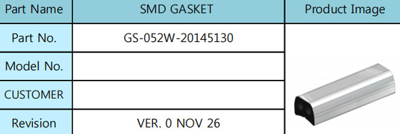 ซิลิโคน Au Plating Smt Emi ปะเก็น 20mm Shielding Gasket