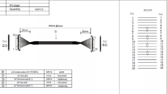 สายเคเบิลไมโครโคแอกเซียลขนาด 50-15000 มม., สายเคเบิลโคแอกเซียลบางขนาด 32awg สำหรับหน้าจอ LCD 15.6