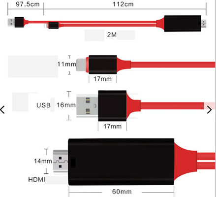 8 ขา 2 ม. สาย HDMI ประกอบสายสัญญาณเสียง 1080p ไปยัง Hdmi สำหรับ IPhone 13 13Plus